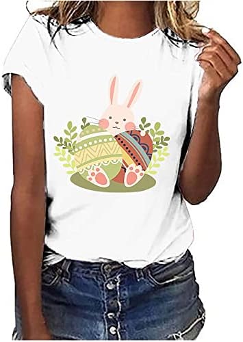 Uskršnja modalna majica za žene 2023 Slatki zeč Grafički kratki rukav Tuntic Tors Loot FIT Ljetna povremena