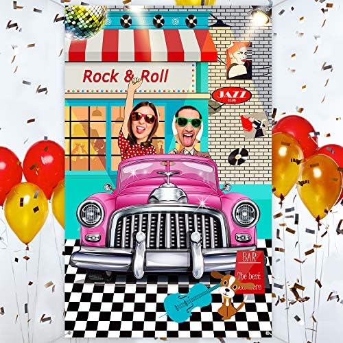 50 dekoracije 50-ova tema Party Rock And Roll pozadina Banner pozadina Photo Booth rekvizite za 1950-ova