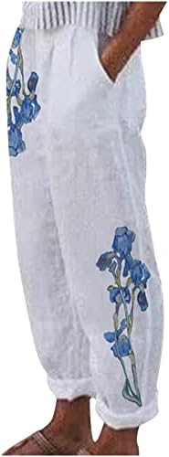 Chgbmok ženske retro vrećaste hlače Ležerne prilike pamučne posteljine lounge hlače elastični struk opuštaju