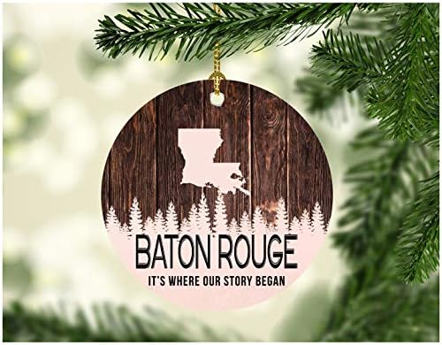 Ukras za jelku 2022 sa imenom grada Baton Rouge Louisiana Baton Rouge LA tu je počela naša priča-sretan