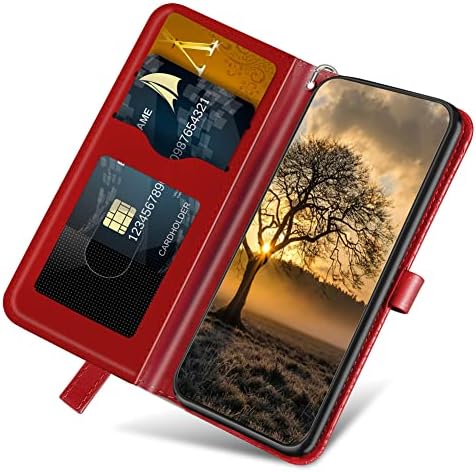 GYHOYA kompatibilna sa futrolom za novčanik Samsung Galaxy S23 ženska kožna Folio Flip sa postoljem za nošenje na zglobu magnetno otporno na udarce sa držačem kartice zaštitna futrola za Samsung Galaxy S23 Life Tree Red