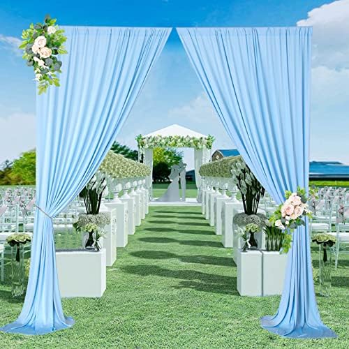 10ft×9ft nebesko plava pozadina zavesa bez bora za svadbene zabave, 2 panela 5ft×10ft poliester plave zavjese