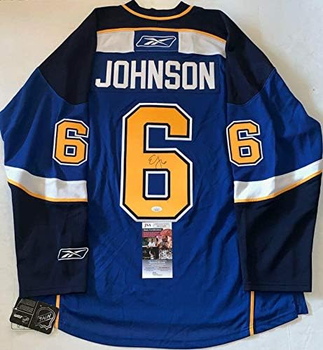 Erik Johnson potpisao je St. Louis Blues Reebok Jersey autogramirani JSA - autogramirani NHL dresovi