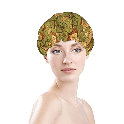 Žene za višekratnu tehničku hajsku šeširu za kosu vintage Book zeleni dvostruki slojevi vodootporni kapu