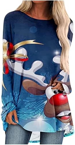 Žene 3/4 rukav tunik vrhovi Crewneck Christmas Reindeer Snowman Print Casual Majice Comfy Trendy Labavi fit bluze
