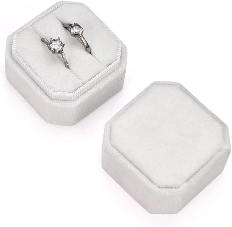 NicGor baršunasta prstenasta kutija dvostruki Utori, poklon za prijedloge fotografije za angažman i vjenčanje-Octagon