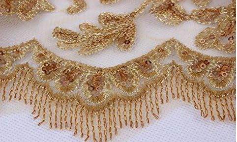 Express $ rastvorljivi zlatni šljokice čipkasti vezeni zlatni konac vezenje valovita Ivica vjenčanica tkanina