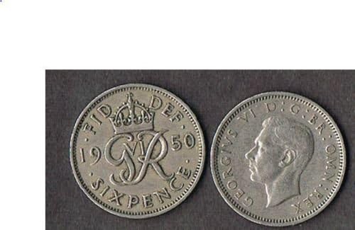 1950 English UK Britanska šestencija - Lucky Wedding Coin !!