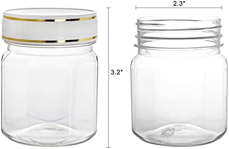 Fasmov 18 Pack 6 oz Clear PET plastike prazan kontejneri za skladištenje plastične tegle sa bijelim poklopcima,