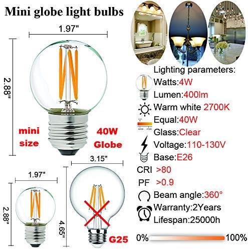 LiteHistory zatamnjiva G16. 5 led sijalica 40W g16 1/2 LED Edison sijalica 2700K 4W e26 LED Globus sijalica