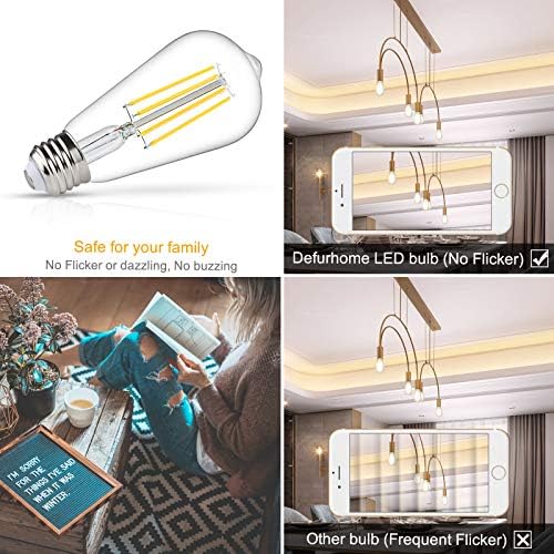 Defurhome LED Edison sijalice, 60W ekvivalentne, 700lumens, Daylight White 4000k, 6w ST58 LED filamentne