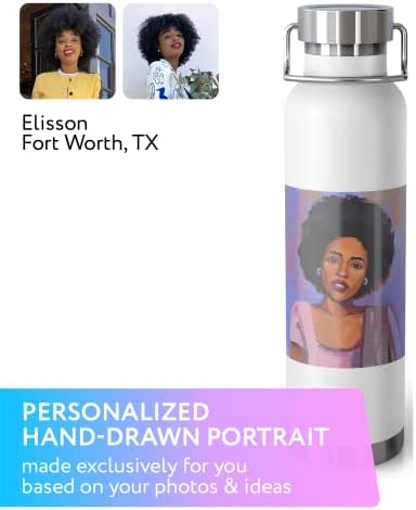Ručno izvučeni portret ispisano na vakuum izoliranu bocu koju je pravi umjetnik iz vaše fotografije i ideje