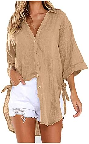 FOSWONG Bluze za žene, modni casual 3/4 rukava s rukavima prema dolje prevelike majice plus veličine seksi