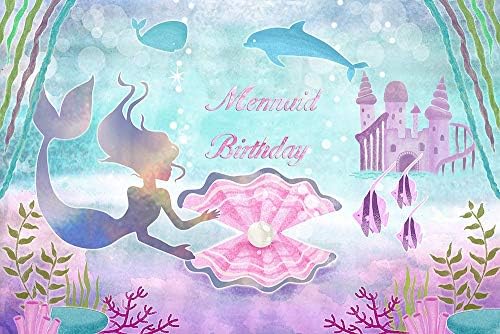 7x5ft Little Mermaid rođendansku zabavu Pozadine za fotografiju pod morem dvorac Whale Pearl djevojke fotografija