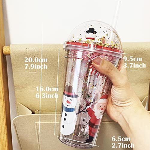 Jambos 17oz boce boce boce, premještanje sa slamom i poklopcem, sjajna dvoslojna boca vode sa 3D snjegovića unutar poklopca, pogodna za davanje poklona.