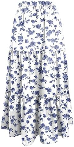 Flowy Nasled Midi suknje za žene Casual Ljetni Boho suknje s džepovima cvjetna plaža suknja High Sheing