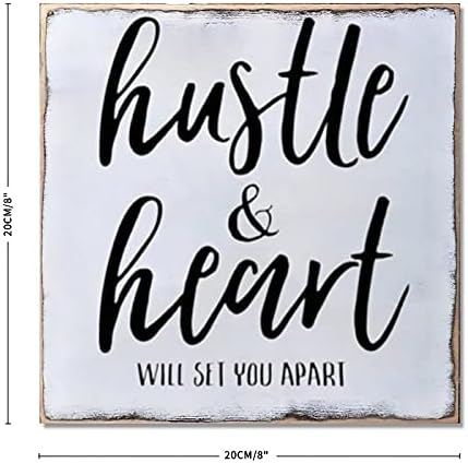 Drveni znak Viseći kućni zidni ukras Hustle i srce će vas odvojiti zidno umjetnička ploča za dnevnu sobu