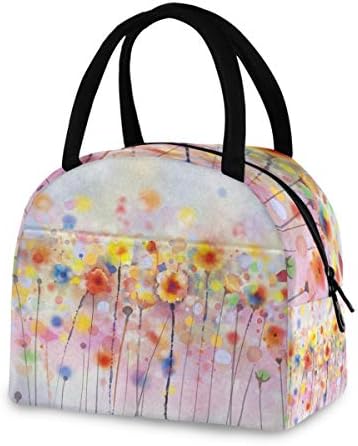 YYZZH šareni cvjetni Print akvarelna slika cvjetna biljka izolovana torba za ručak sa patentnim zatvaračem