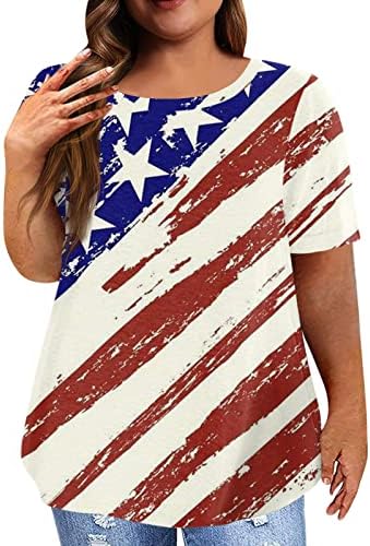 Patriotske majice za žene 4. jula plus veličina Ljetna casual labava majica američka zastava kratkih rukava