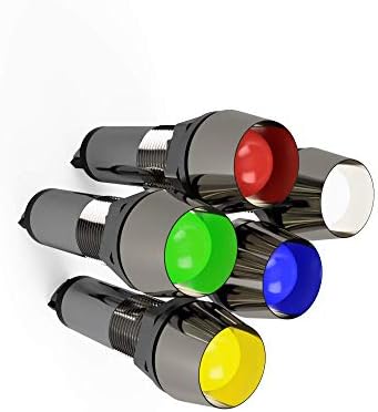 5 pakovanja crvene, zelene, plave, jantarne i bijele 12v 8mm 5/16 LED indikator metalnog signala usmjereno