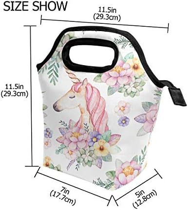 Pink Floral Unicorn torba za ručak izolovana kutija za ručak Cartoon Magic Head Flower Lunch tote Bag grickalice