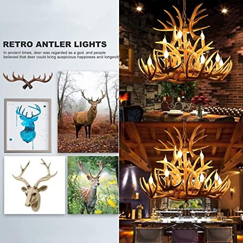 Rustikalna lusterska rasvjeta, 12 svjetlosnog smole jelena lusterka vintage stil za dnevni boravak blagovaonica