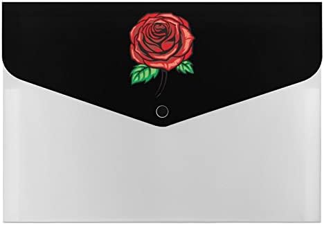 Cvijet crvene ruže 6-džepna fascikla za proširenje datoteka Plastic Importan Organizator papira za dokumente